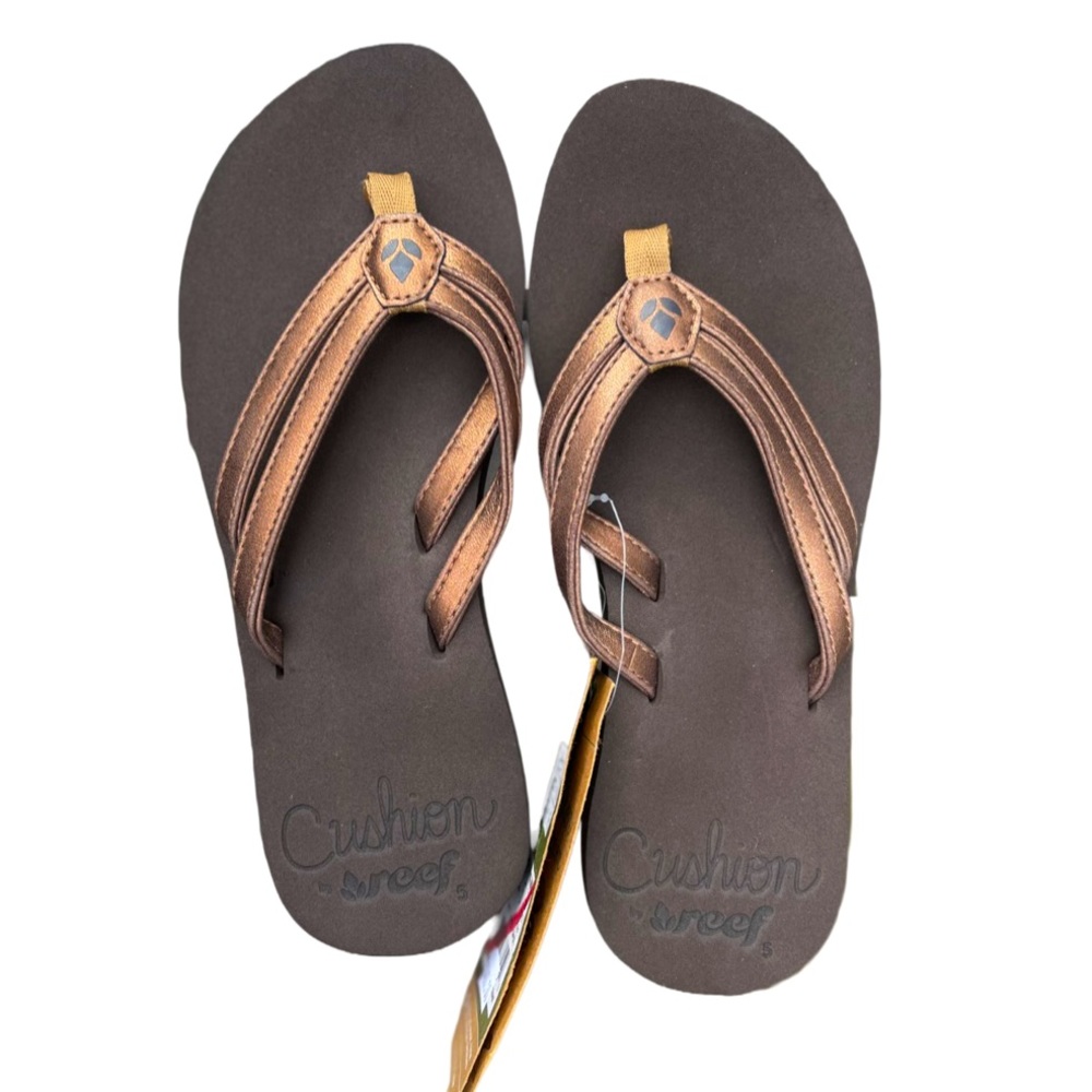 Reef Cushion Twin Bronze Flip Flops NWT
